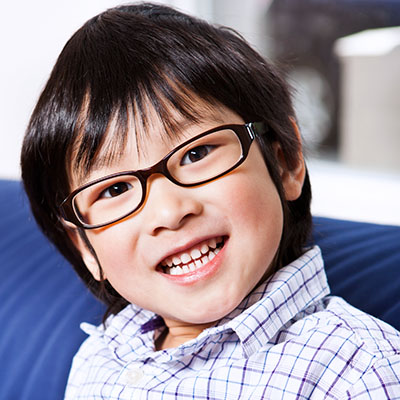 Child with glasses for myopia